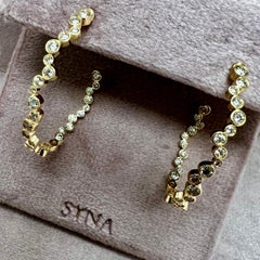 Syna Yellow Gold Large Hoops with Diamonds