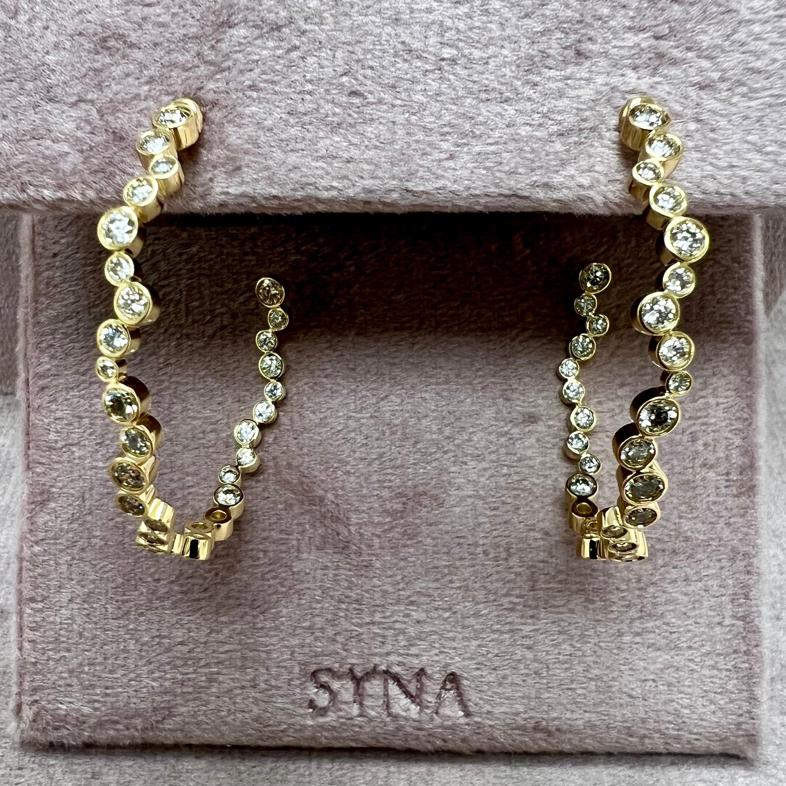 Contemporary Syna Yellow Gold Large Hoops with Diamonds For Sale