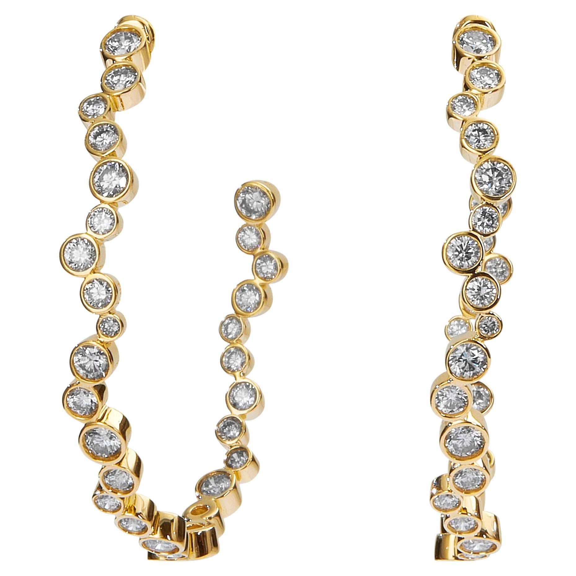 Syna Yellow Gold Large Hoops with Diamonds