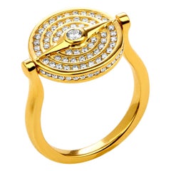 Syna Yellow Gold Large Reversible Evil Enamel Ring with Champagne Diamonds
