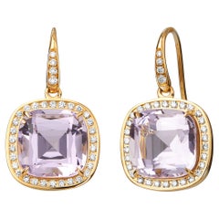 Syna Yellow Gold Lavender Amethyst Earrings with Diamonds