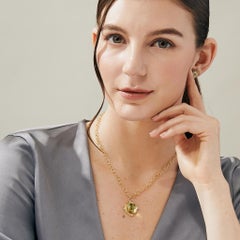 Syna Yellow Gold Lemon Quartz Pendant with Diamonds