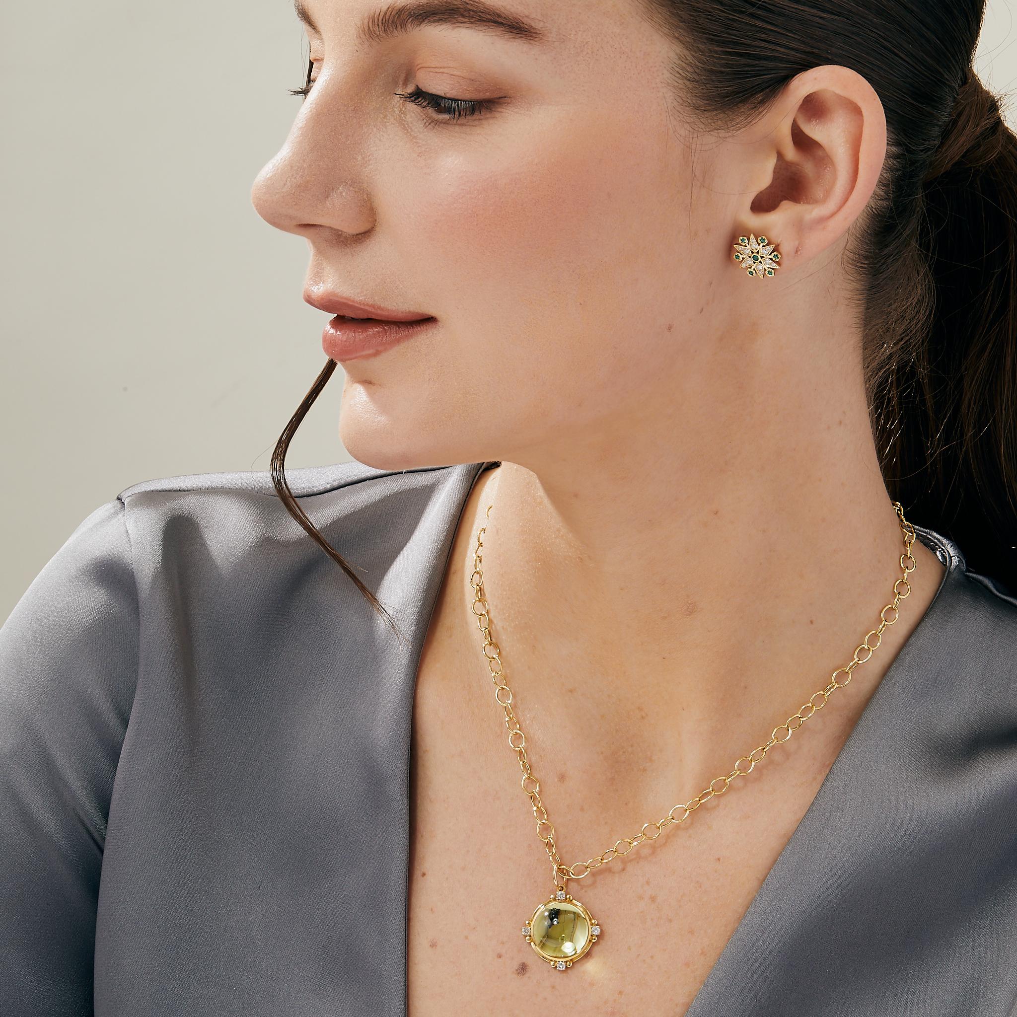 Colgante de Oro Amarillo Syna de Cuarzo Limón con Diamantes Contemporáneo en venta