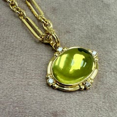 Syna Yellow Gold Lemon Quartz Pendant with Diamonds
