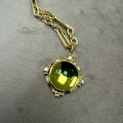 Syna Yellow Gold Lemon Quartz Pendant with Diamonds