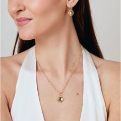 Syna Yellow Gold Lemon Quartz Pendant with Diamonds