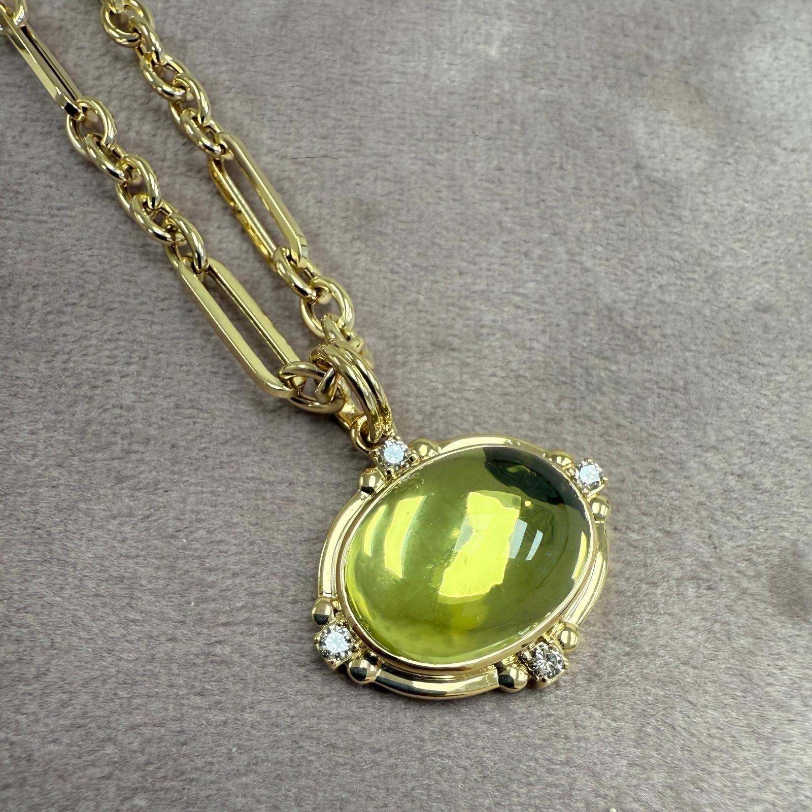 Contemporain Syna Pendentif en or jaune quartz citron avec diamants en vente