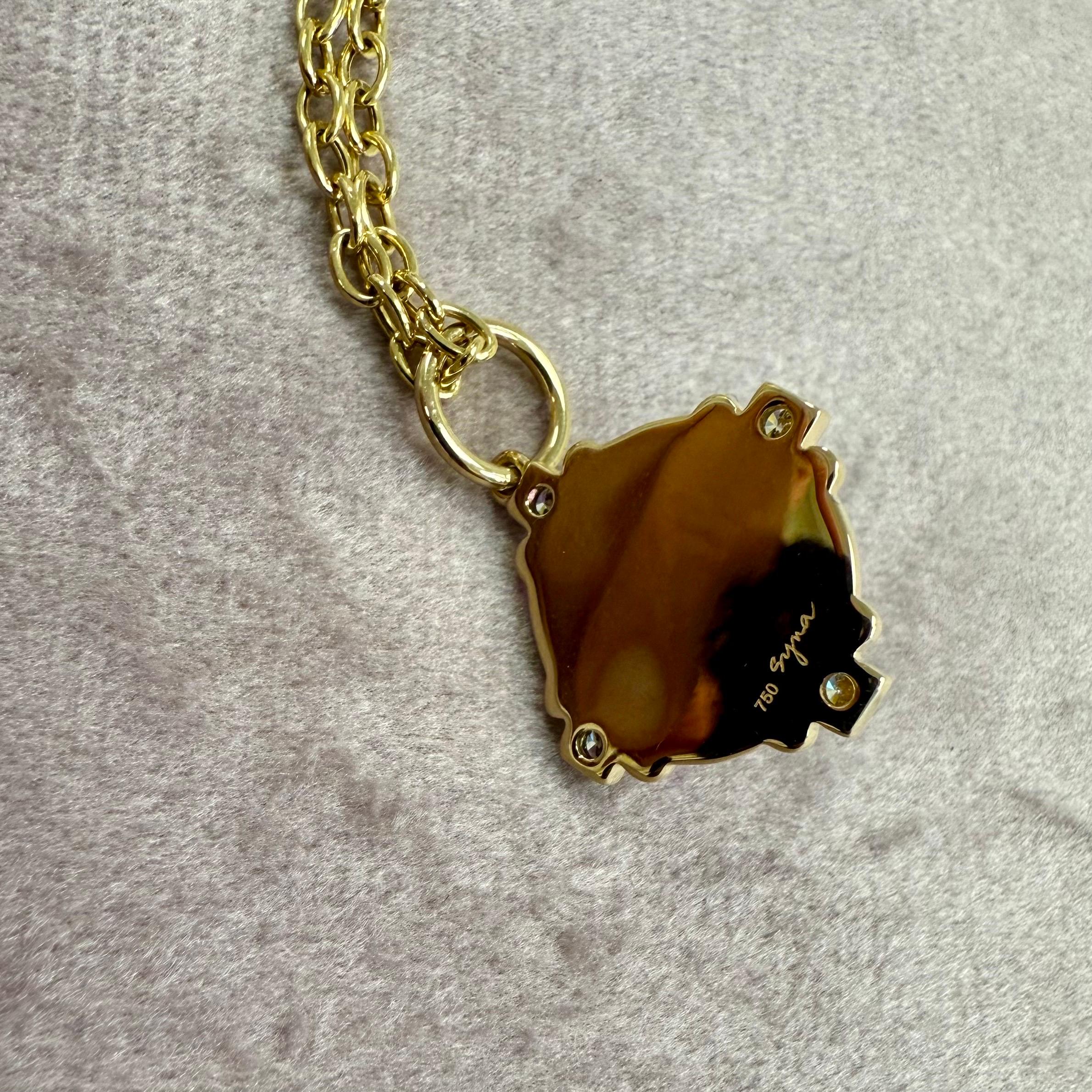 Contemporaneo Syna Yellow Gold Lemon Quartz Pendant with Diamonds in vendita
