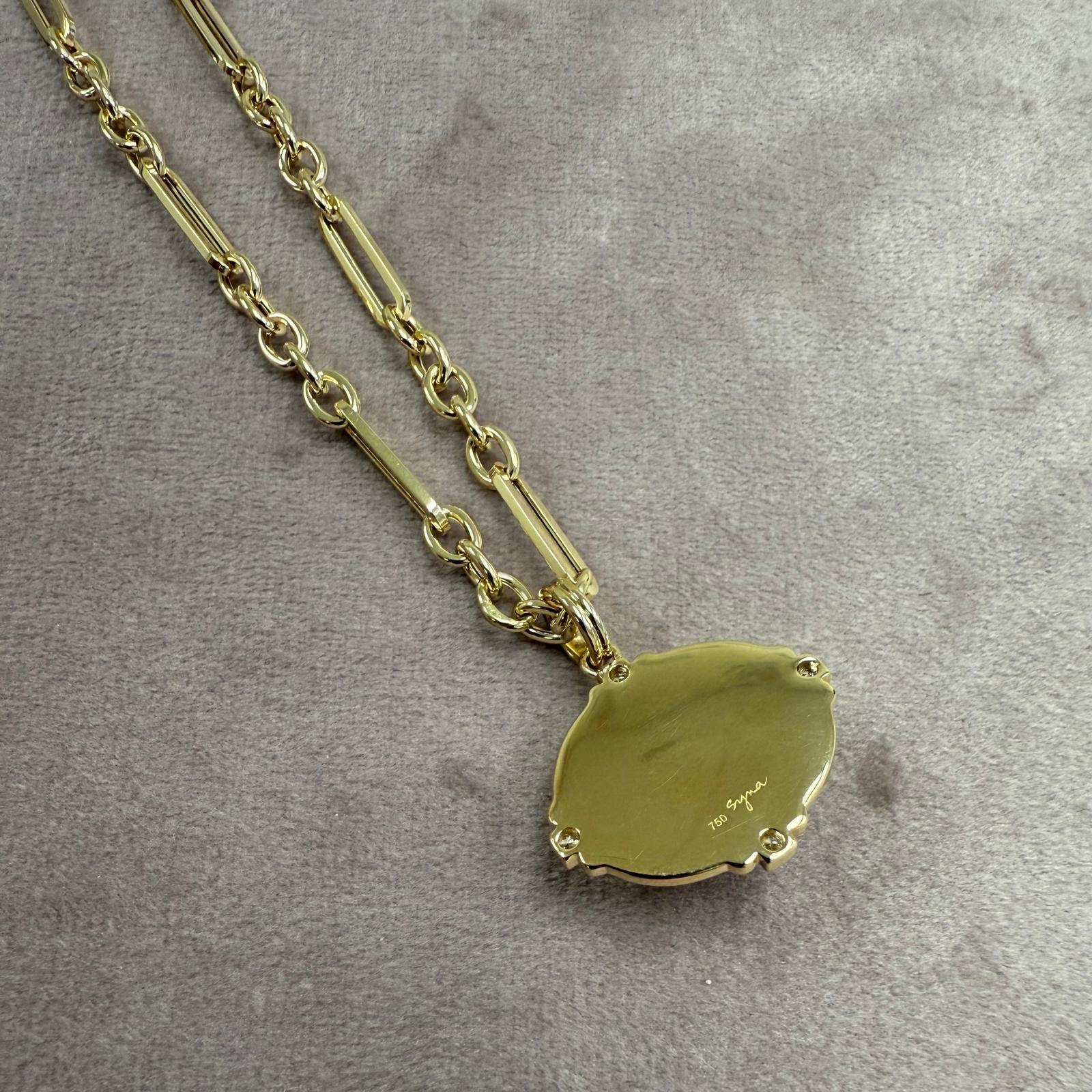 Taille mixte Syna Pendentif en or jaune quartz citron avec diamants en vente