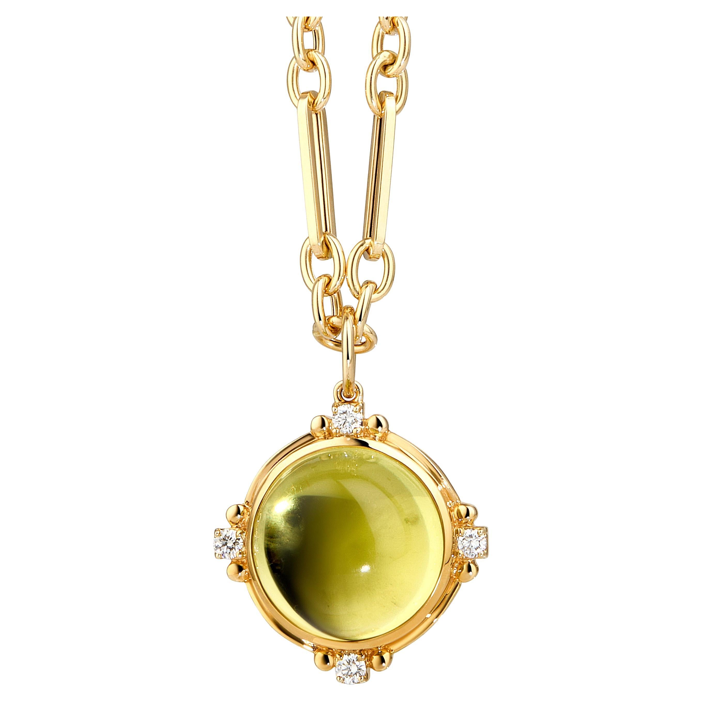 Colgante de Oro Amarillo Syna de Cuarzo Limón con Diamantes en venta