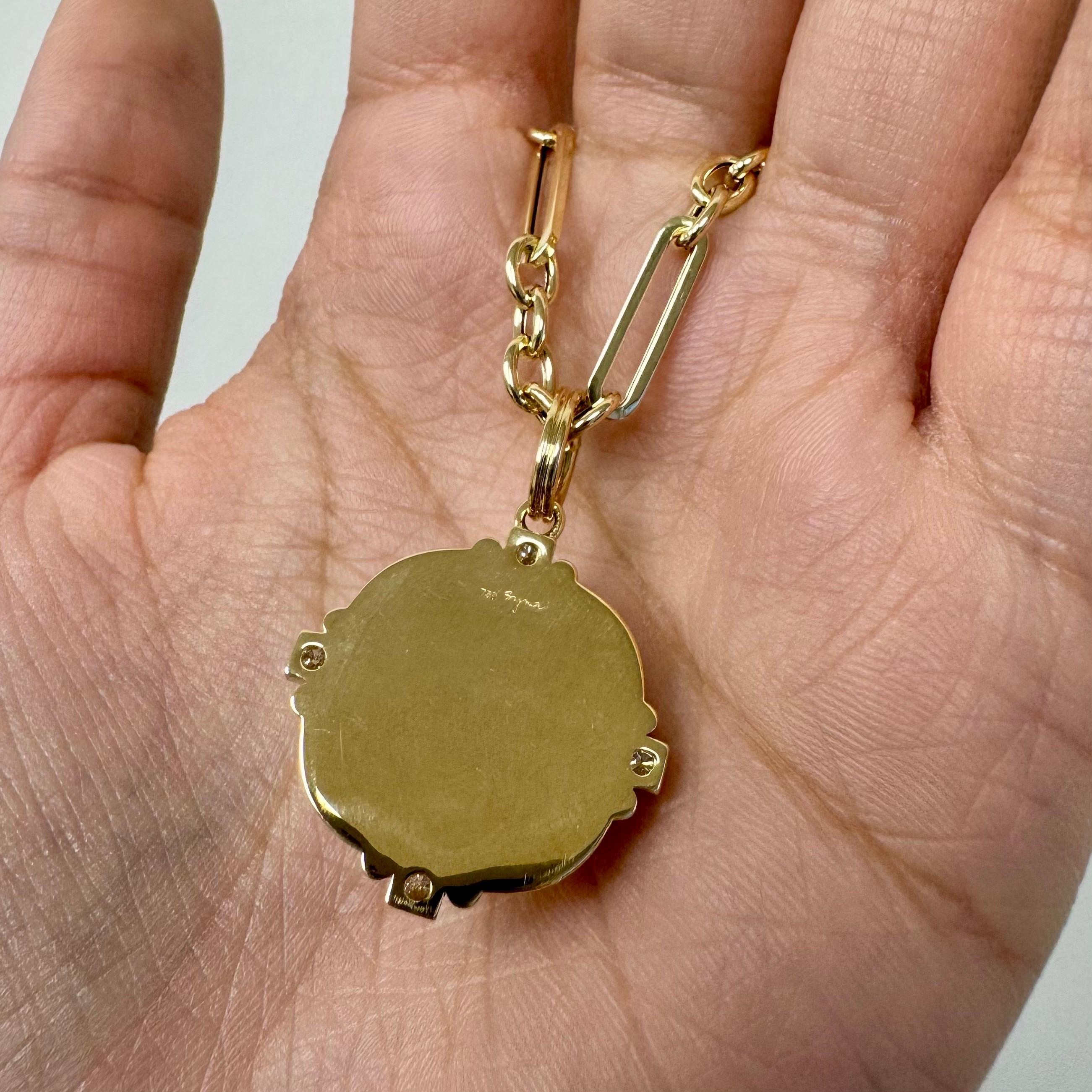 Syna Pendentif pain de sucre en or jaune avec diamants en quartz citron Neuf - En vente à Fort Lee, NJ
