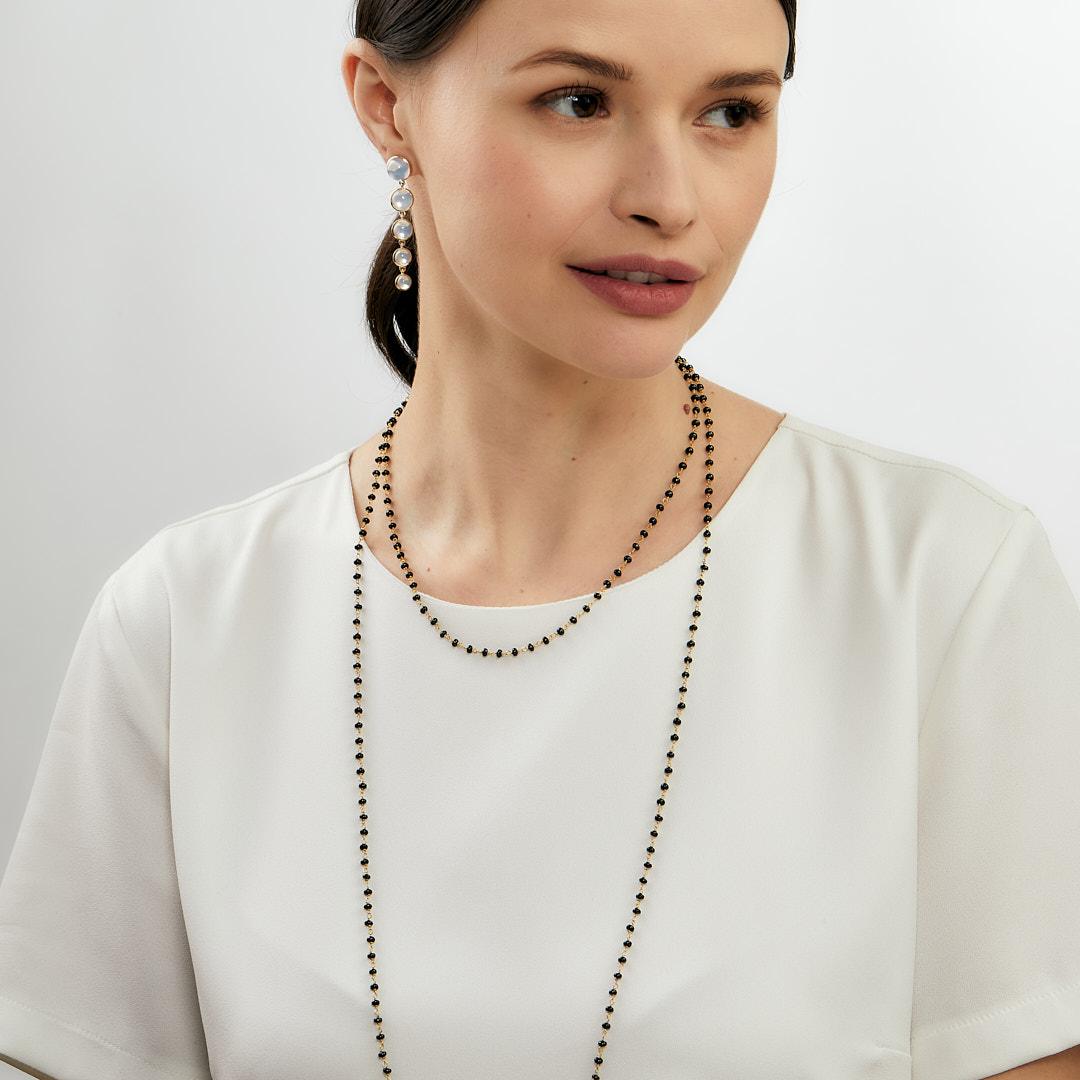spiritual bead necklace with black spinel