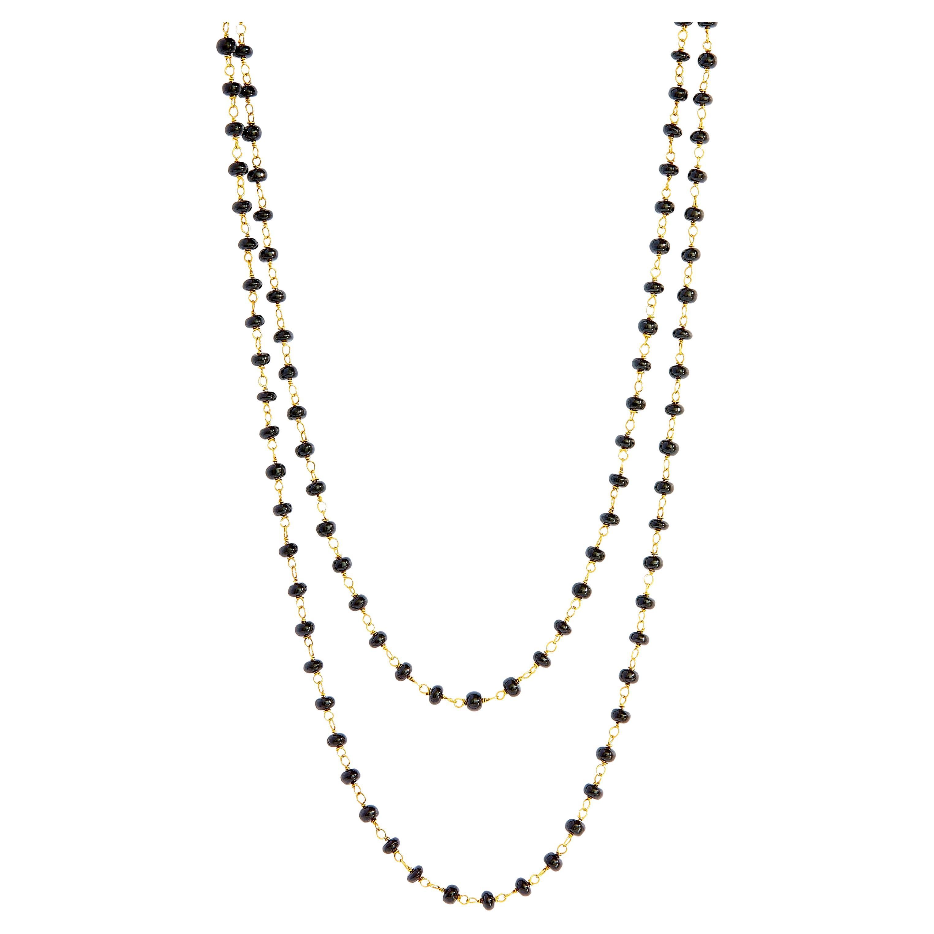 Syna Yellow Gold Limited Edition Black Spinel Bead Necklace
