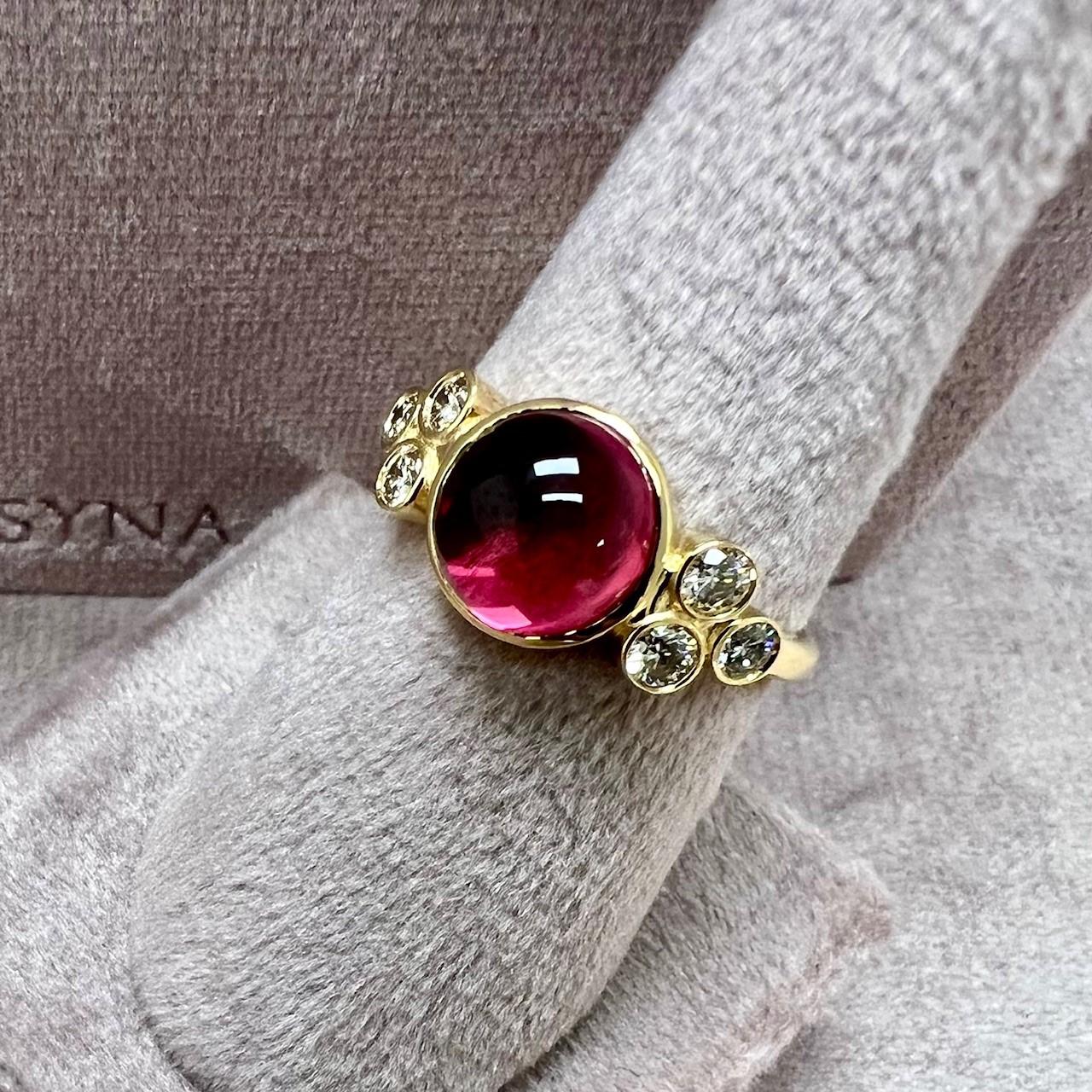 Created in 18 karat yellow gold
Rubellite 3 carats approx.
Diamonds 0.35 carat approx.
Ring size US 6.5, can be sized
Limited edition


About the Designers ~ Dharmesh & Namrata

Drawing inspiration from little things, Dharmesh & Namrata Kothari have