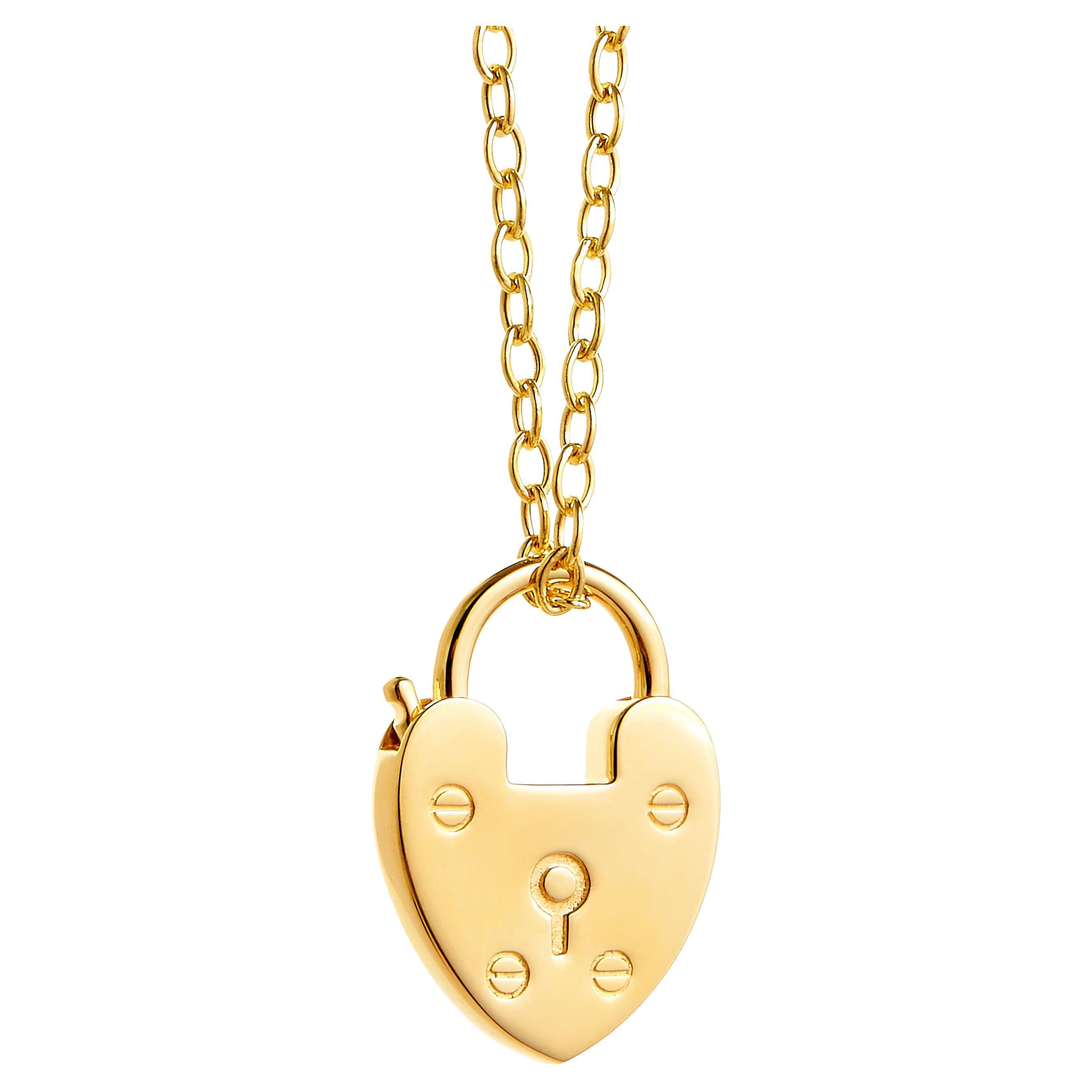 Syna Yellow Gold Lock Charm Pendant For Sale