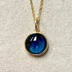 Syna Yellow Gold London Blue Topaz Chakra Charm Pendant