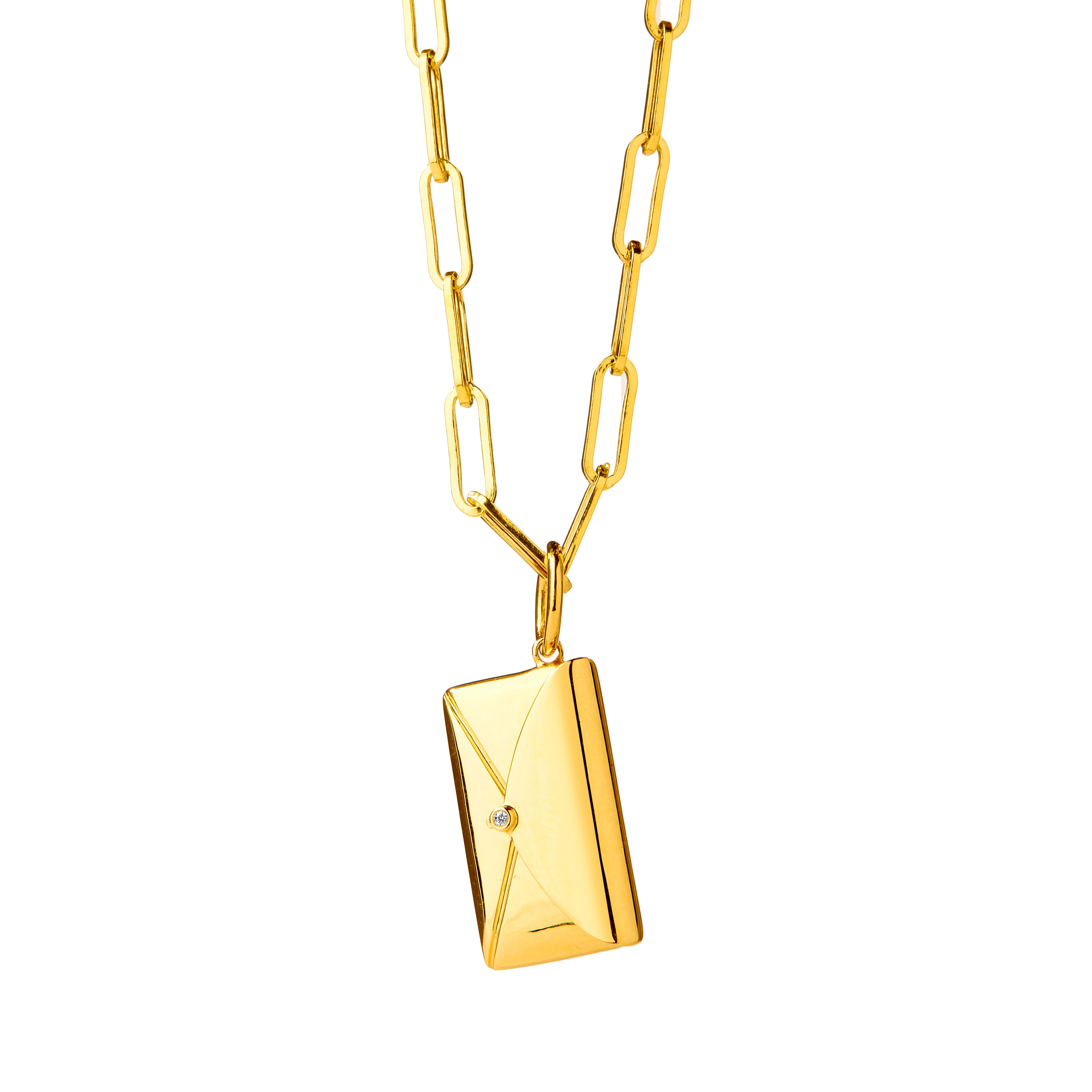 Women's or Men's Syna Yellow Gold Love Letter Pendant with Diamond For Sale