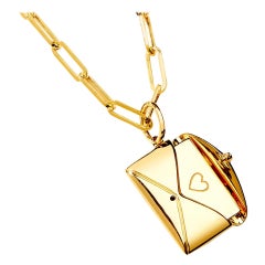 Syna Pendentif lettres d'amour en or jaune avec diamants