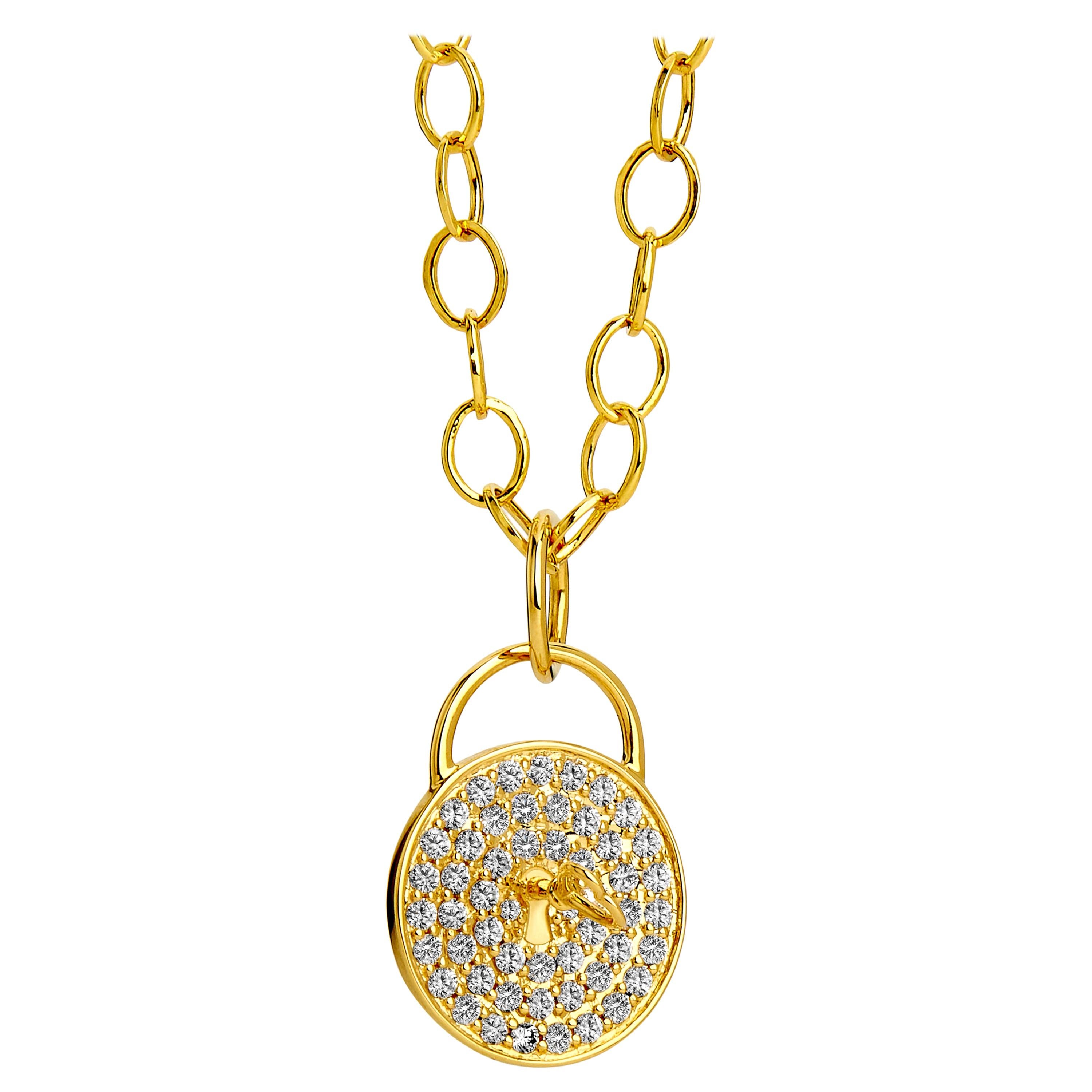 Syna Yellow Gold Love Locked Pendant with Champagne Diamonds