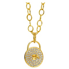 Syna Yellow Gold Love Locked Pendant with Champagne Diamonds