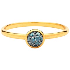 Syna Yellow Gold Mini Blue Diamond Pave Ring