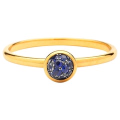 Syna Bague en or jaune pavé de saphirs bleus