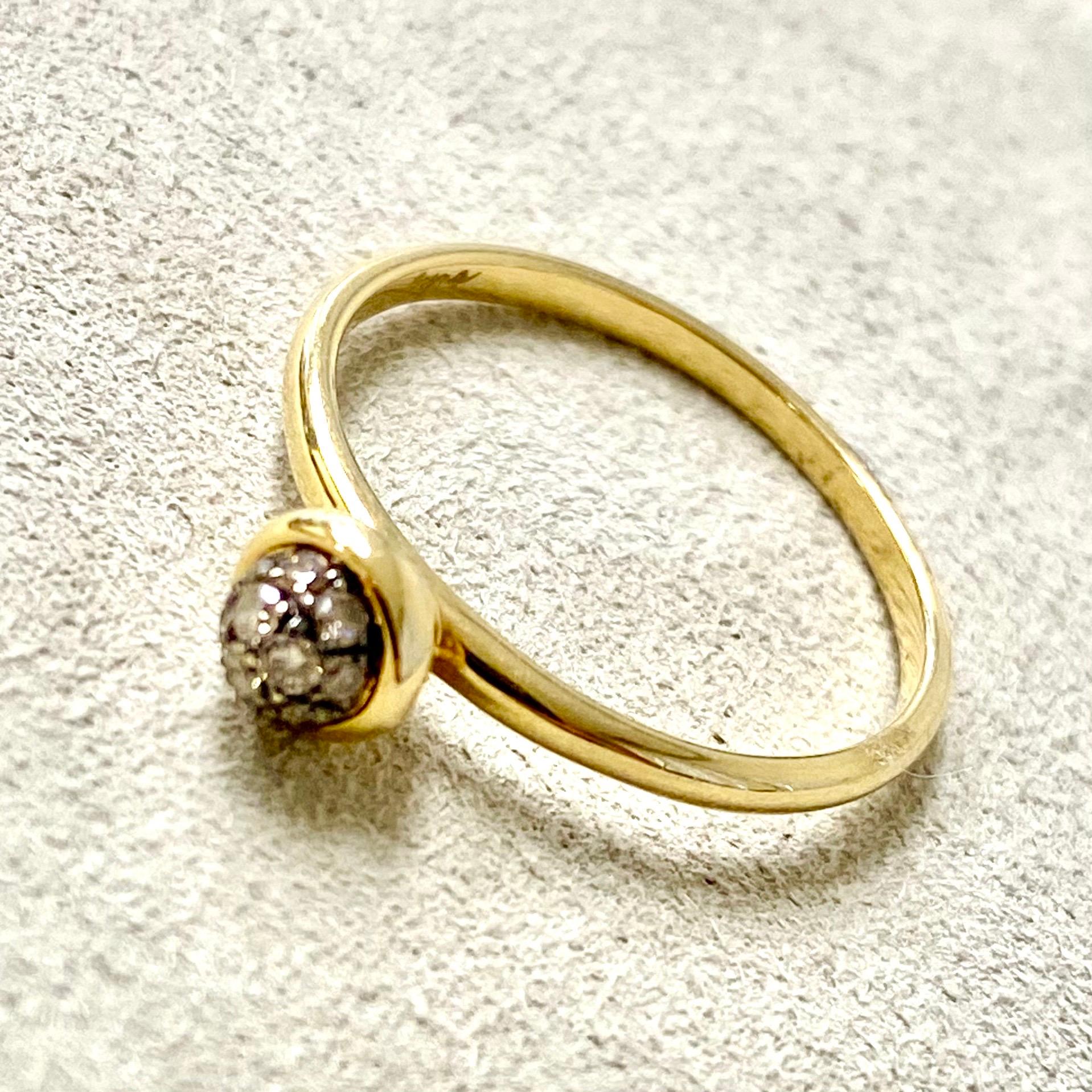 Created in 18 karat yellow gold
Diamonds 0.10 carat approx.
Dhampagne diamond pave ring 5 mm diameter approx.
Ring size US 6.5, can be sized upon request.

Crafted from 18 karat yellow gold, this dazzling ring boasts an array of champagne diamonds,