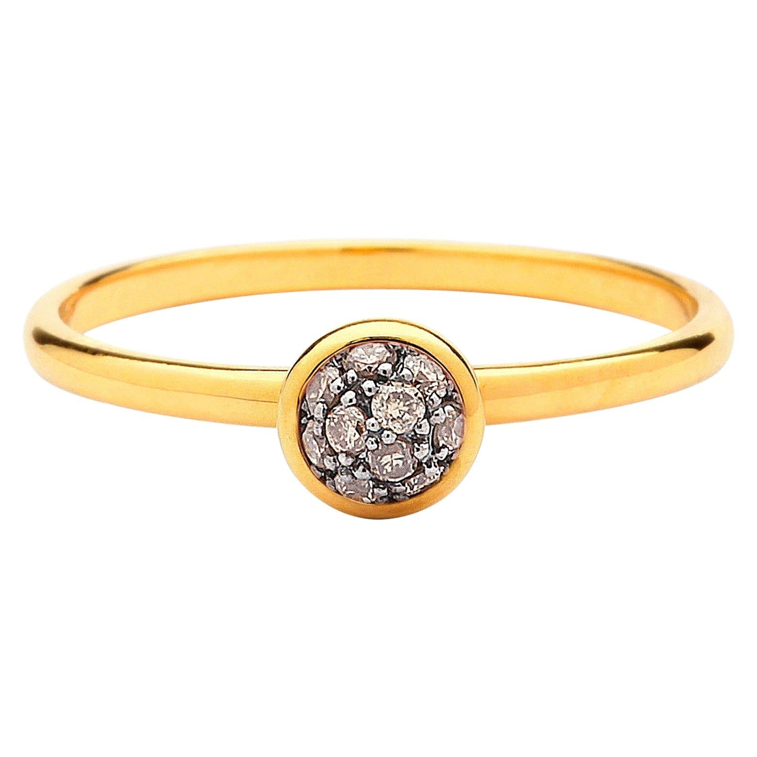 Syna Yellow Gold Mini Diamond Pave Ring For Sale