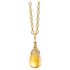 Syna Yellow Gold Mini Citrine Drop Pendant with Diamonds