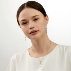Syna Yellow Gold Mini Moon Quartz Drop Pendant with Diamonds