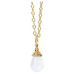 Syna Yellow Gold Mini Moon Quartz Drop Pendant with Diamonds