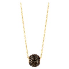 Syna Yellow Gold Mini Pave Bead Necklace with Black Diamonds