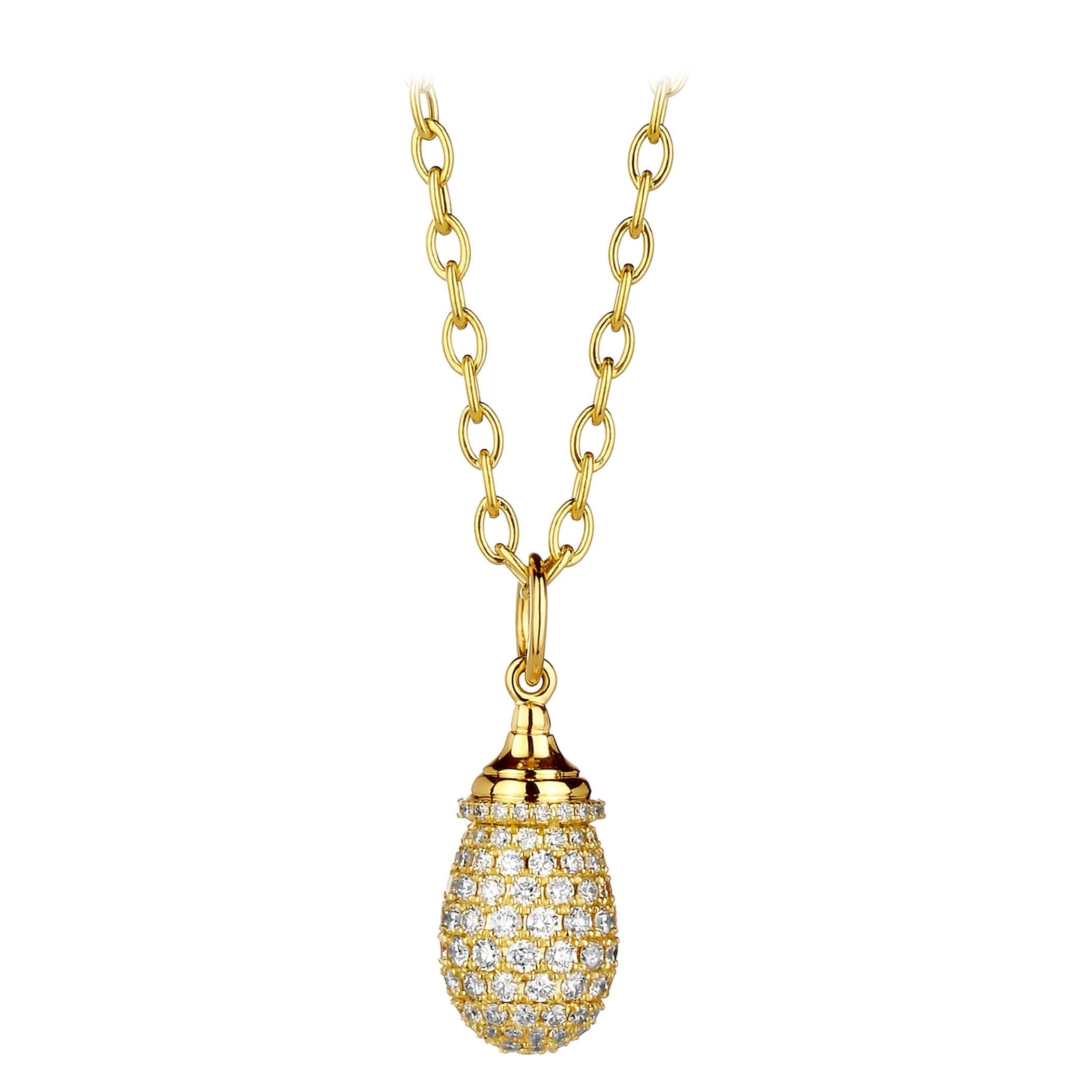 Colgante de oro amarillo Syna Mini Pave Mogul Drop con diamantes en venta