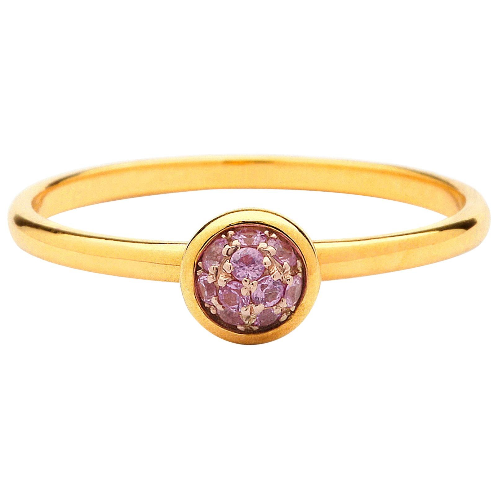 Syna Yellow Gold Mini Pink Sapphire Pave Ring For Sale