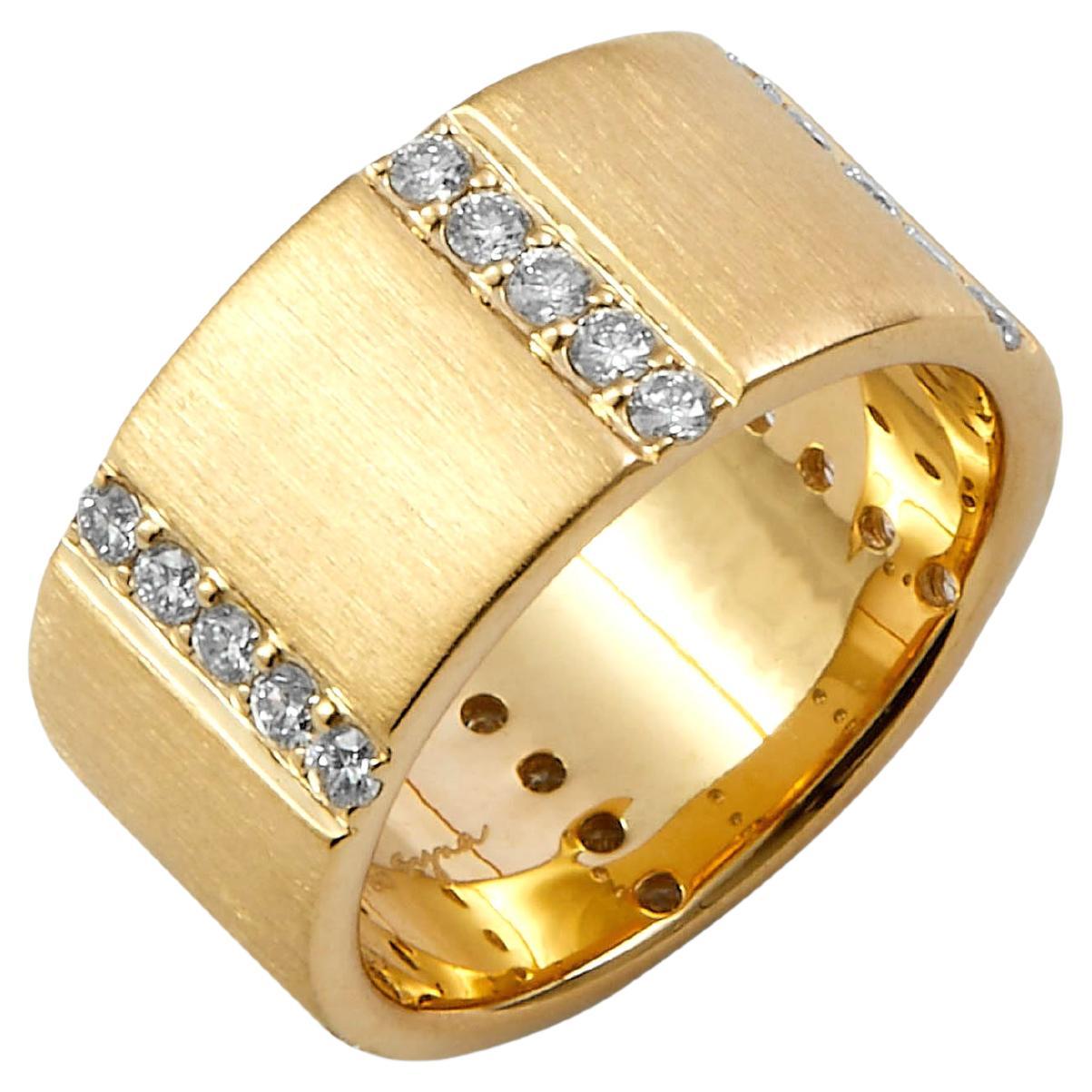 Syna Yellow Gold Mogul Band with Diamonds For Sale