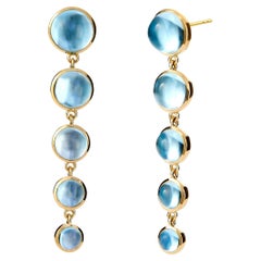 Syna Yellow Gold Mogul Blue Topaz Duster Earrings