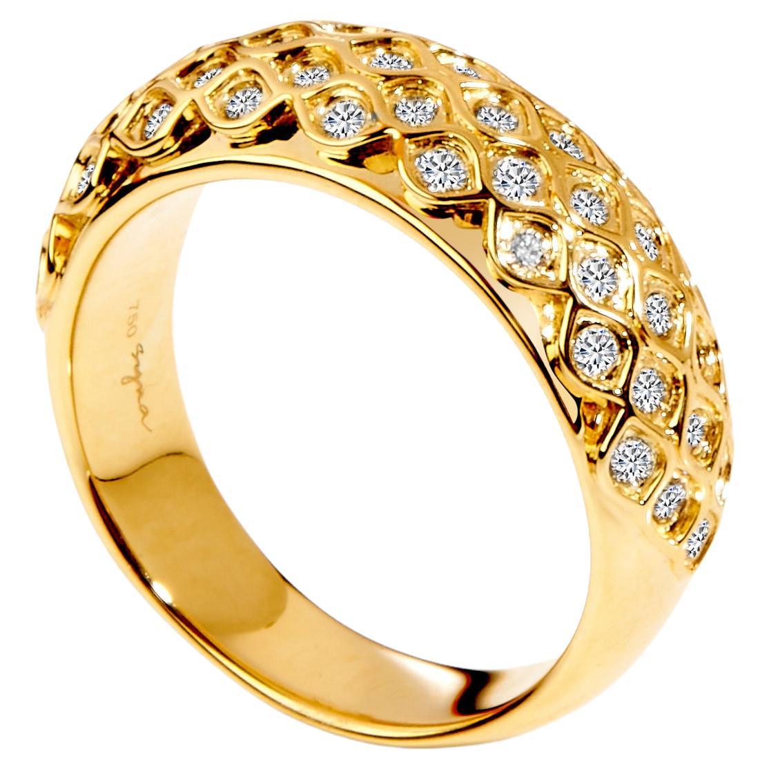 Syna Yellow Gold Mogul Ring with Emeralds and Champagne Diamonds For ...