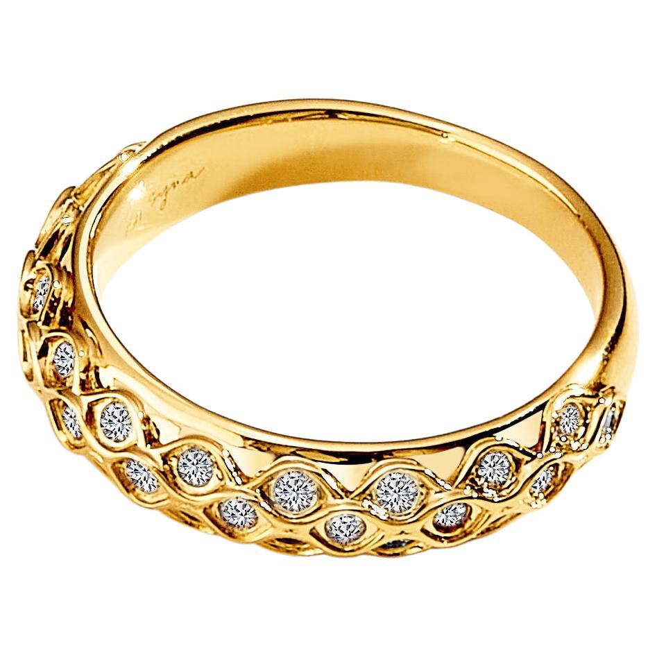 Syna Yellow Gold Mogul Champagne Diamonds Band