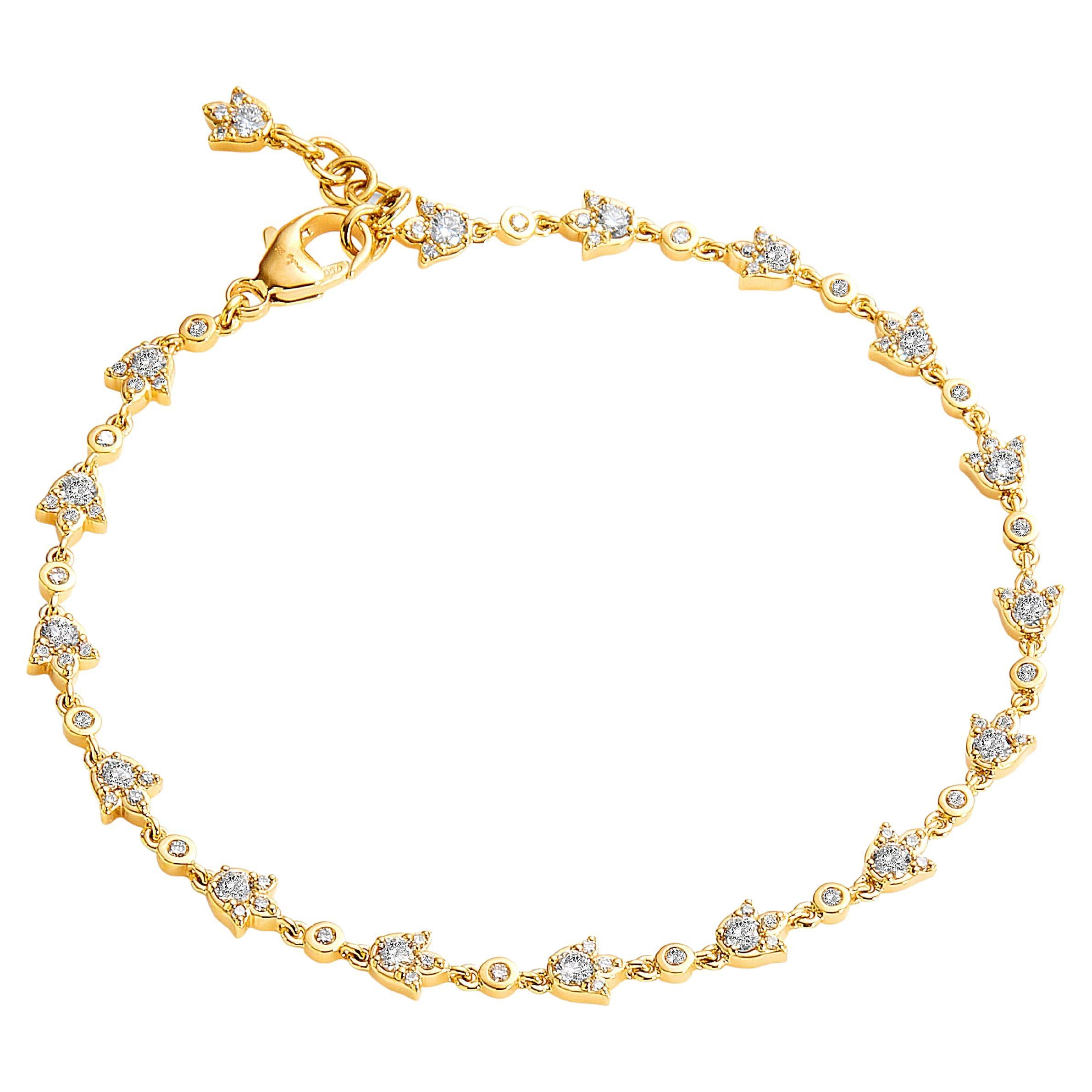 Syna Yellow Gold Mogul Diamonds Bracelet For Sale