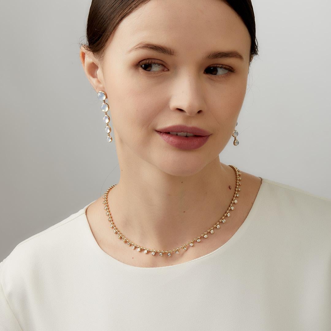 Taille ronde Syna Collier moghol en or jaune et diamants en vente