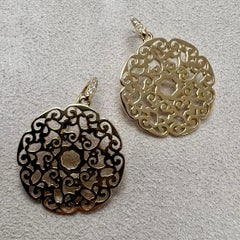 Syna Boucles d'oreilles Mogul en or jaune avec diamants champagne