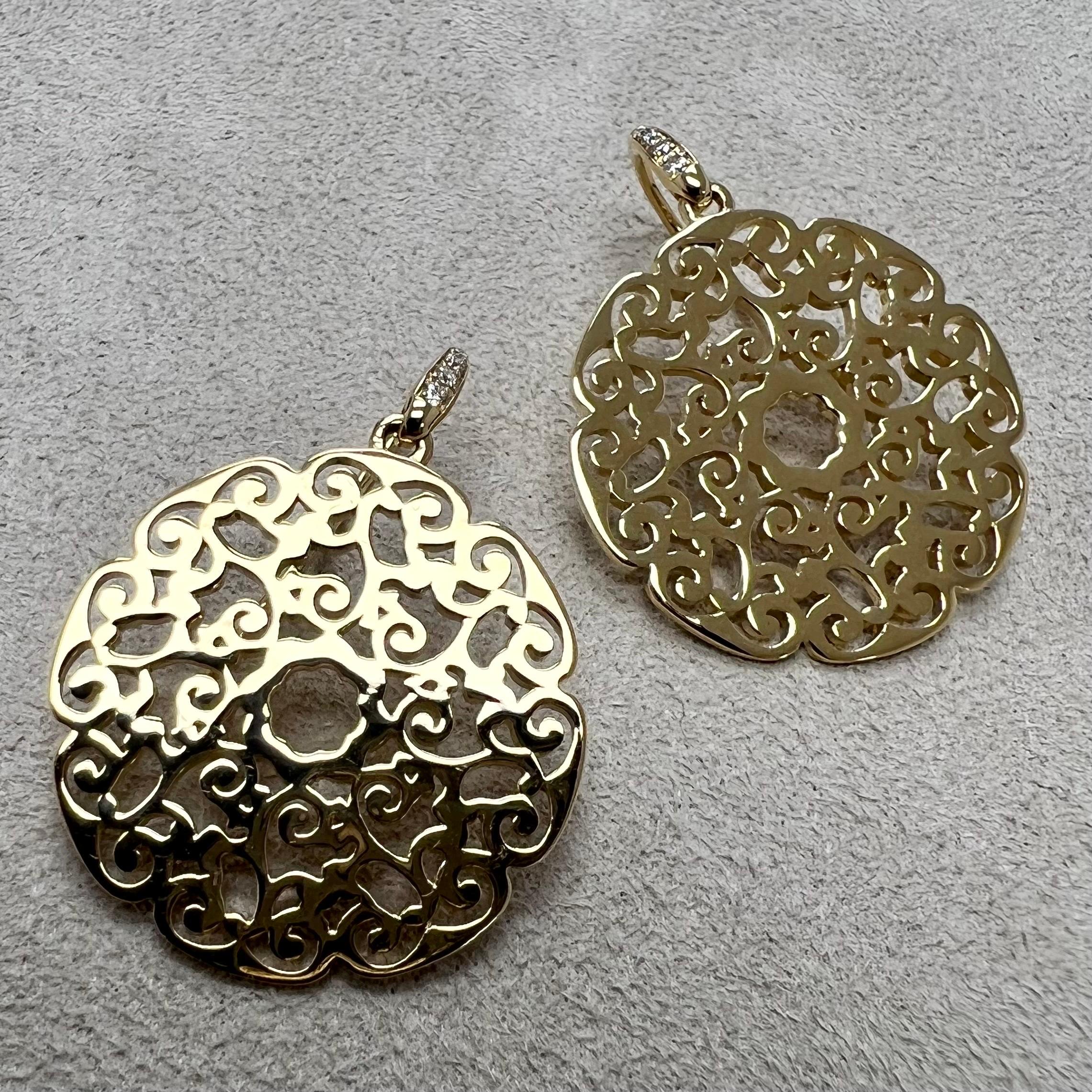 Mixed Cut Syna Yellow Gold Mogul Earrings with Champagne Diamonds For Sale
