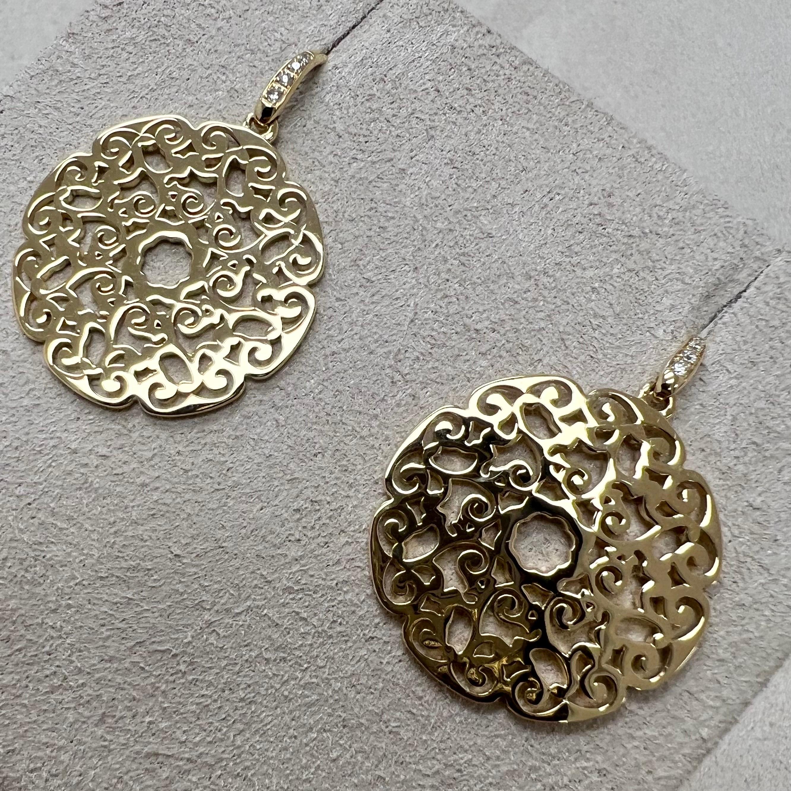 Syna Yellow Gold Mogul Earrings with Champagne Diamonds In New Condition For Sale In Fort Lee, NJ