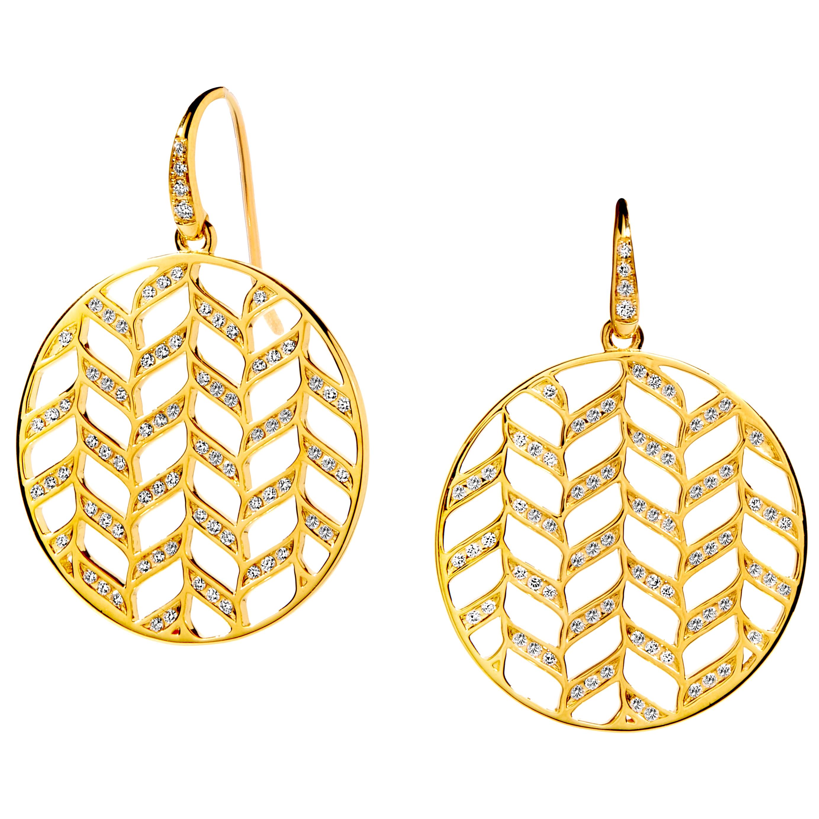 Syna Yellow Gold Mogul Earrings with Diamonds