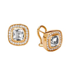 Syna Yellow Gold Mogul Earrings with Rock Crystal and Champagne Diamonds