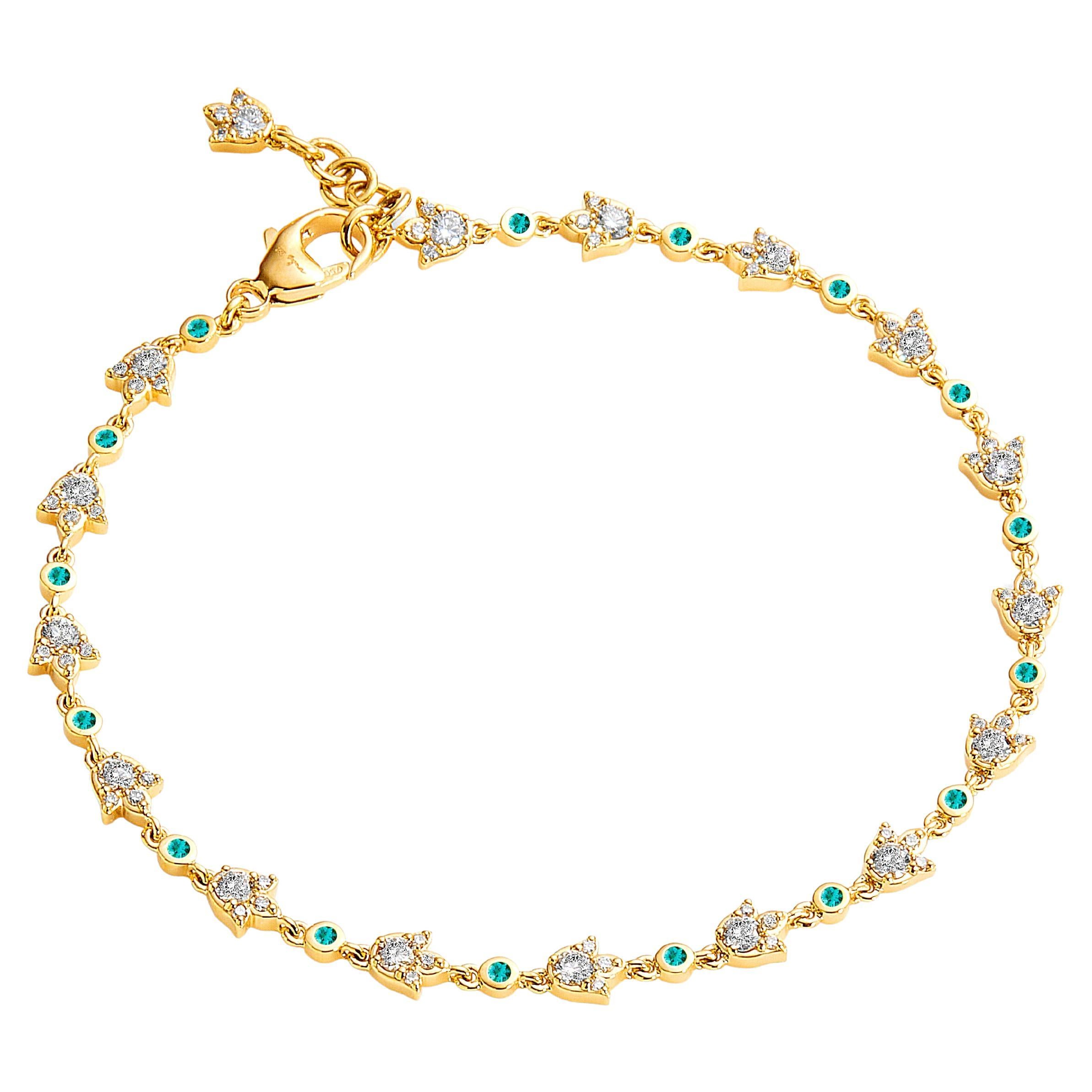 Syna Gelbgold Mogul Armband mit Smaragden und Diamanten