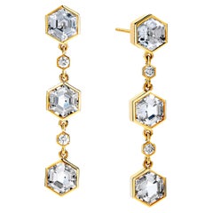 Syna Yellow Gold Mogul Hex Rock Crystal Earrings with Diamonds
