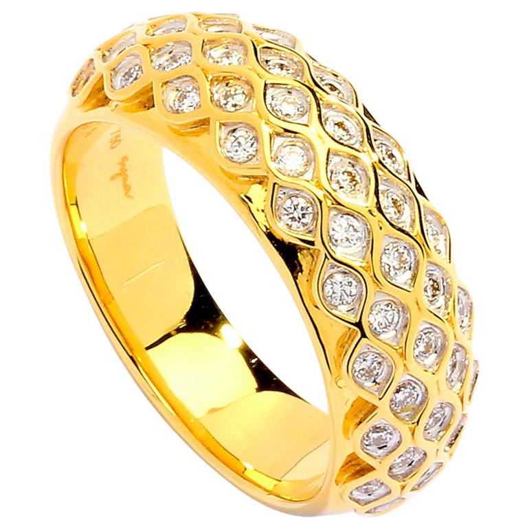 Syna Yellow Gold Mogul Large Diamond Band For Sale