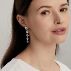 Syna Yellow Gold Mogul Moon Quartz Duster Earrings