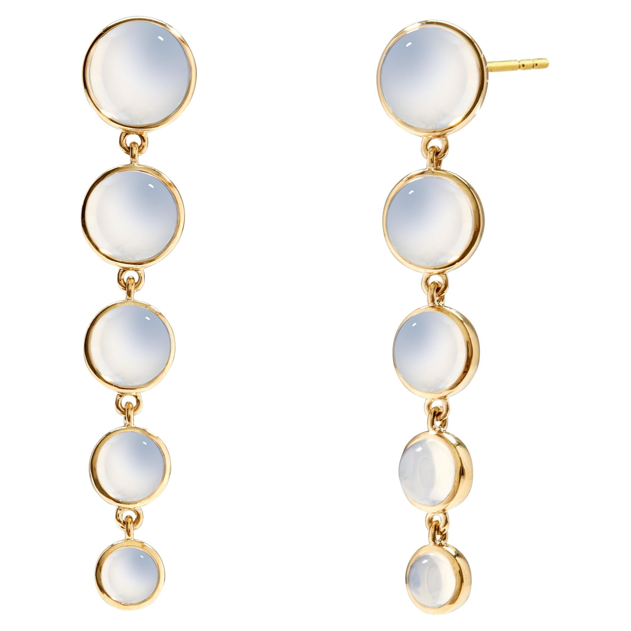Syna Yellow Gold Mogul Moon Quartz Duster Earrings For Sale